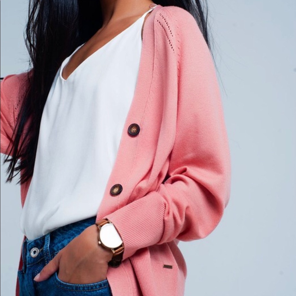 Sold! Q2 Pink V-neck Cardigan Sweater